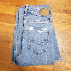 American Eagle Outfitters Super Hi-Rise Flare Light Wash Jeans, Size 2